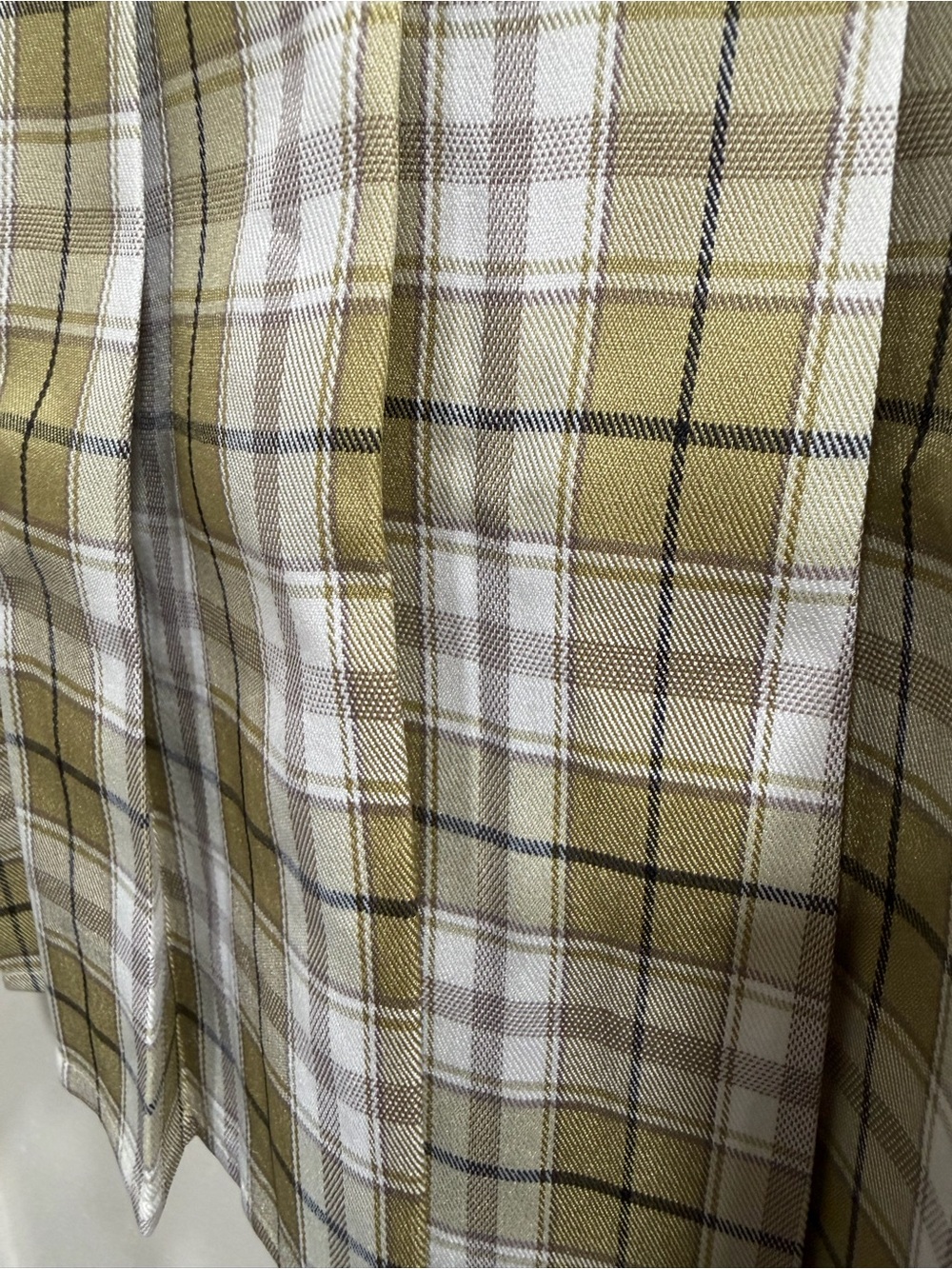 💛 5 for $25! NWT O. Vianca Olive Plaid Pleated Mini Skirt - Large - Picture 4 of 7